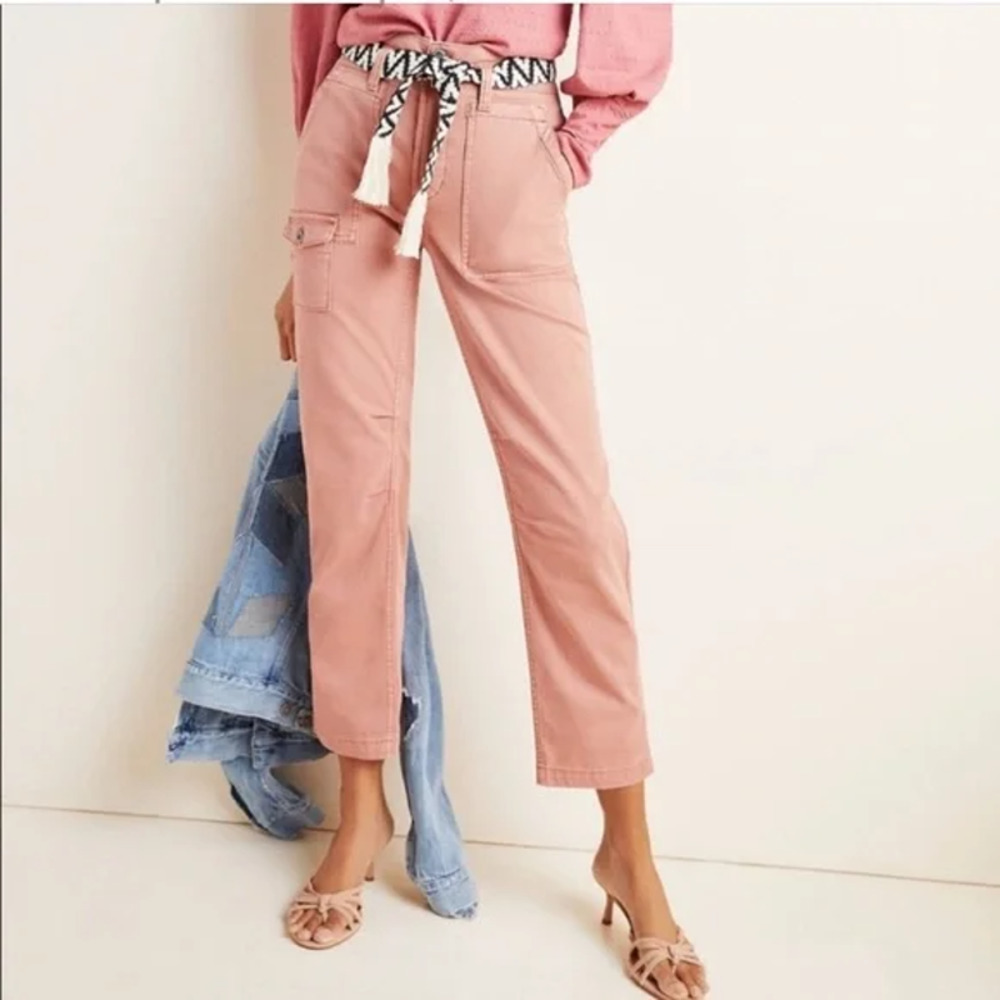 Anthropologie The Wanderer Dusty Pink Cargo Straight Leg Pants Size 30 - Picture 4 of 16